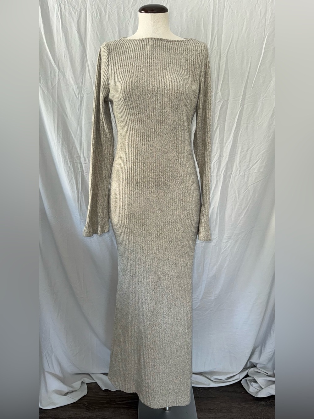 Long Sleeve Bodycon Ribbed Maxi Dress